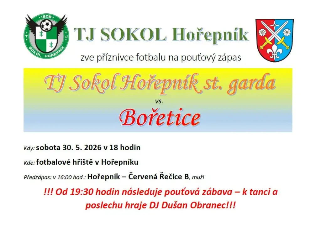 Pouťový fotbal s discotékou na hřišti