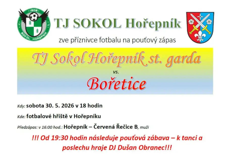 Pouťový fotbal s discotékou na hřišti