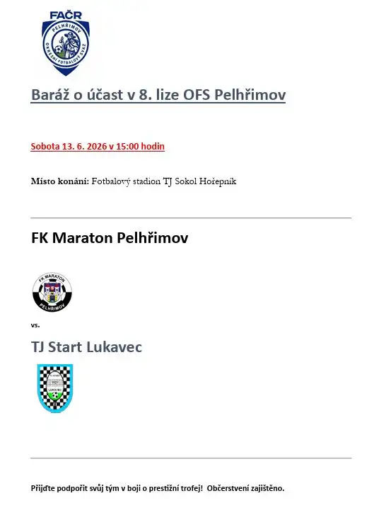 Baráž o účast v 8. lize OFS Pelhřimov