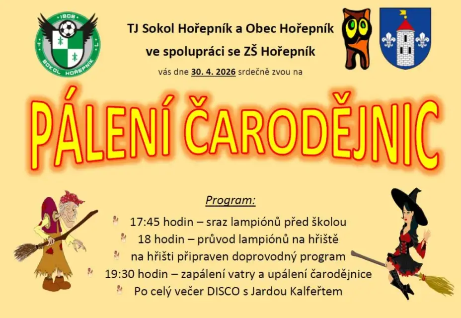 Pálení čarodějnic 2026