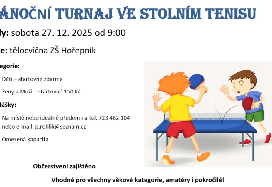 Vánoční turnaj ve stolním tenisu